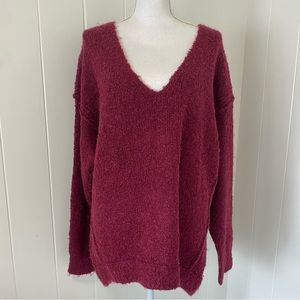 Free People - Bouclé Knit Sweater - Wine
